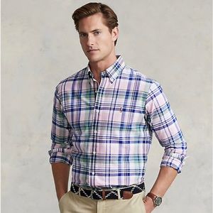Polo Ralph Lauren Classic-Fit Plaid Oxford Pink Blue Long-Sleeve Shirt 3XB NWT